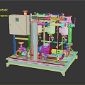 Industrial Electronic Equipment System With Teal Pipes Pumps Filters And Control Panel