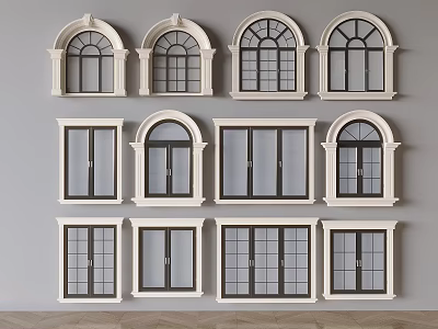 French curved windows French curved casement windows French glass windows 3d model