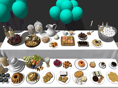Wine Food Pastry Combo 3d model Wine Food Pastry Combo 3d model