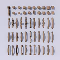 Various Shapes And Styles Door Handles In Light Brown Wooden Tones Neatly Arranged