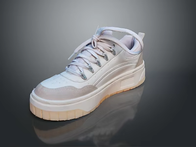 Light Colored Casual Sneakers With Thick Sole And Modern Design For Daily Wear 3d model
