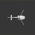 White Helicopter Model with Rotors and Transparent Cabin on Reflective Dark Background