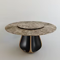 Modern Round Dining Table With Marble Tabletop Circular Center And Black Gold Base 3d model