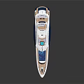 Modern Luxury Yacht With Blue Hull And White Upper Deck 3d model