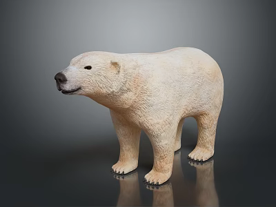 Polar Bear White Standing Model With Dark Background And Reflection 3d model
