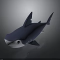 Cartoon Shark Character 3D Model Figurine With Cute Blue And White Design