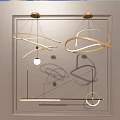 Modern Chandelier With Gold Curved Metal Lines Design And Soft Lighting For Interior Decoration