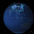 3D Blue Globe With Highlighted China Region And Latitude Lines On Starry Background
