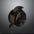 Biomorphic Mechanical Wheel With Copper Black Metallic Beetle Like Glossy Surface And Reflection 3d model