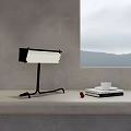 Minimalist Table Lamp With Black Stand White Shade On Tabletop Near Window Mountain View