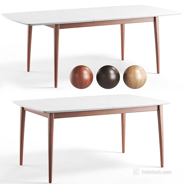 Modern Wooden Dining Table With Three Wood Color Options And Simple Design 3d model