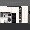 Modern Home Balcony Interior With Washing Machine Dryer Cabinets Sink And Storage Shelves