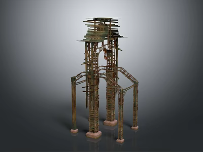 Modern Decorative Furniture With Metal Frame And Multi Layer Intricate Structure Design 3d model