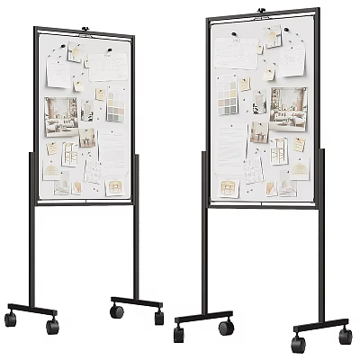 Mobile Architectural Design Display Boards With Sketches Photos On Stands 3d model