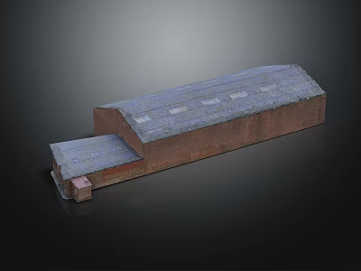 Industrial Warehouse Style Building Structure With Gray Roof Brown Wall And Attached Small Section 3d model