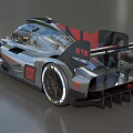 High Performance Race Car with Streamlined Body Rear Wing and Racing Tires