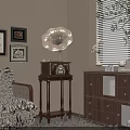 Vintage Gramophone With Wooden Cabinet Framed Pictures And Sofa In Cozy Room