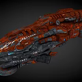 Red Cosmic Spaceship With Intricate Futuristic Structure For Space Exploration Missions