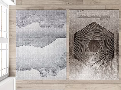Gray and Brown Square Rugs with Abstract and Geometric Textured Designs for Modern Interior 3d model