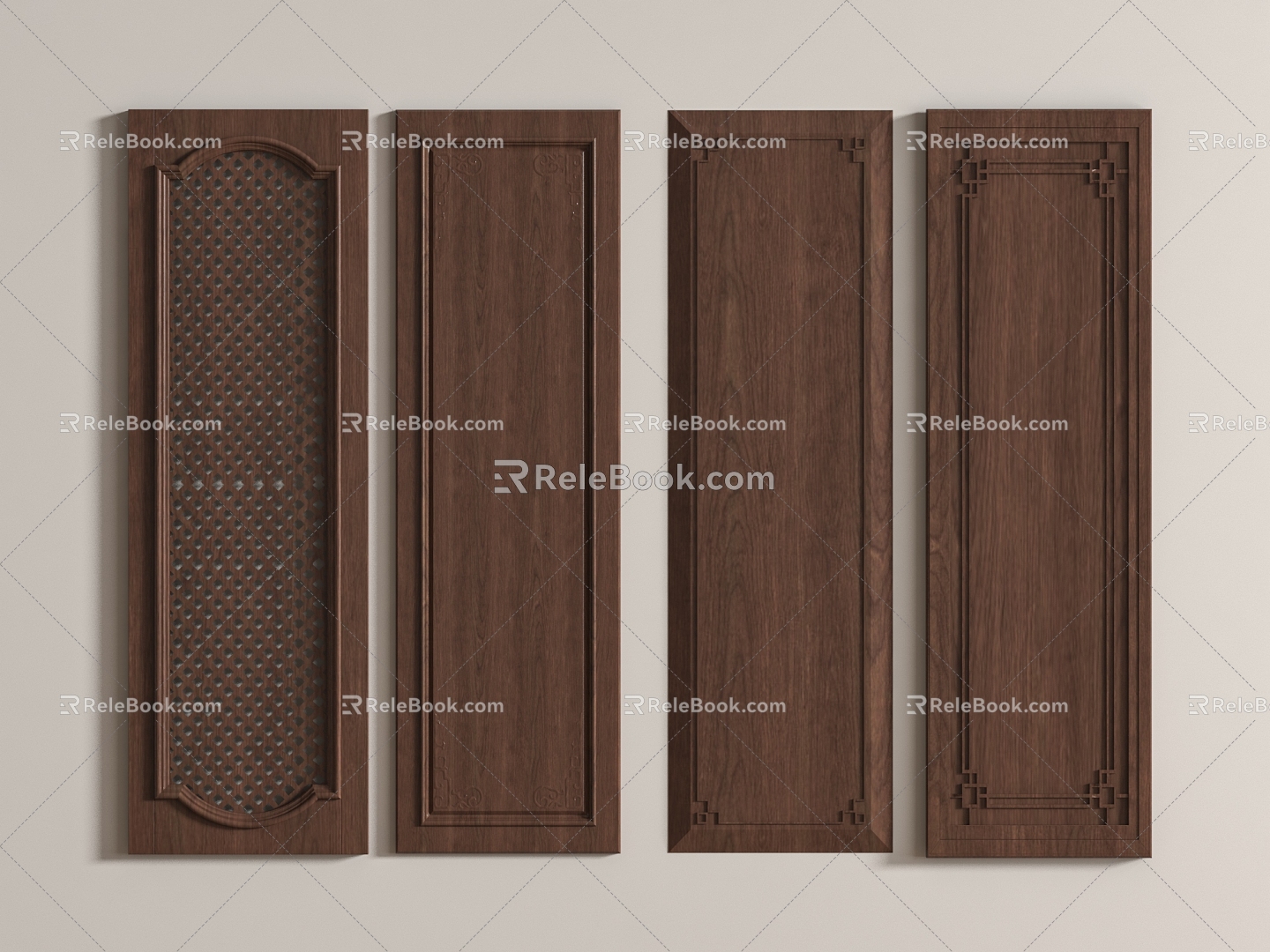 New Chinese Style Door Panel New Chinese Style Decorative Door Panel Chinese Style Wardrobe Door Panel Carved Handler 3d model