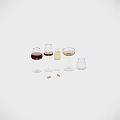 Set of Transparent Glass Wine Glasses With Different Shapes And Cork Stoppers