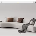 Modern Multiplayer Sofa Curved Multiplayer Sofa 3d model
