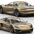 Golden Porsche Sports Car Exterior Design With Sleek Body And Modern Headlights
