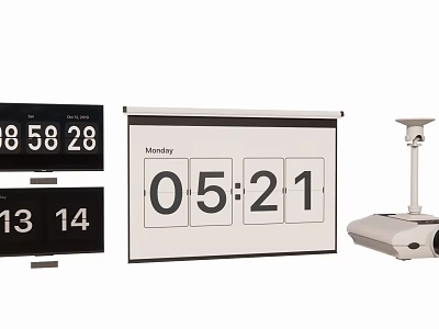 Essential Daily Electrical Appliances Digital Flip Clock And Projector With Time 3d model