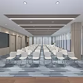Modern Conference Room Interior With Arranged Chairs Podium And Large Screen