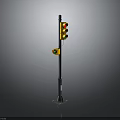 Modern Traffic Light Design With Vertical Metal Pole And Yellow Signal Lamps