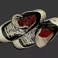 Black And White Ice Skates With Yellow Logo Signature And Metal Blades