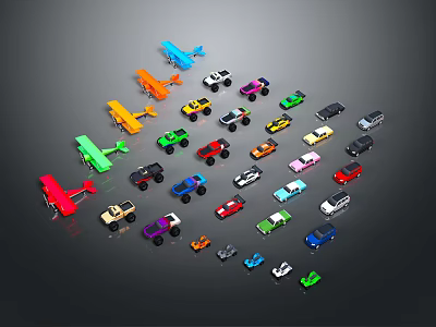 Colorful Toy Cars Collection With Various Models And Vibrant Colors 3d model