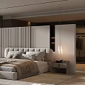 Modern Bedroom Interior Design With Large Glass Window Plush Bed Wooden Floor And Soft Rug