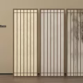 Three Panel Vertical Slat Wooden Room Divider With Different Natural Textures 3d model