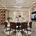 Modern Private Dining Room Interior With Round Table Chairs TV And Decor 3d model