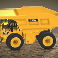 Heavy Duty Caterpillar 793D Yellow Mining Dump Truck On Cracked Ground