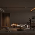 Modern Minimalist Living And Dining Room Interior With Beige Sofa Coffee Table And Decor