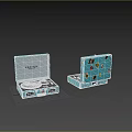Crosley Blue Portable Turntable Audio System With Vinyl Record And Decorative Stickers