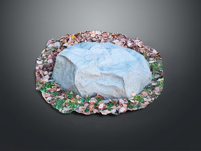 Natural Stone Art Piece With Colorful Wood And Stone Decorative Fragments Surrounding 3d model