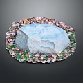 Natural Stone Art Piece With Colorful Wood And Stone Decorative Fragments Surrounding