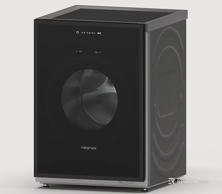 Miele Black Front Load Washing Machine With Modern Design And Digital 3d model 