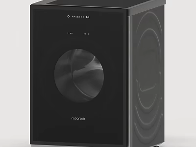 Miele Black Front Load Washing Machine With Modern Design And Digital 3d model