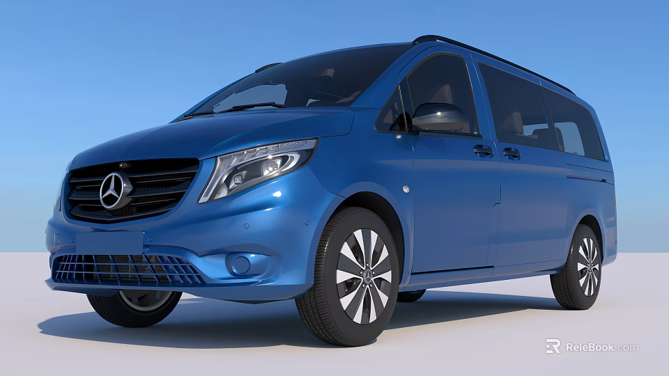 Sleek Blue Mercedes MPV With Modern Front Design And Alloy Wheels 3d model 