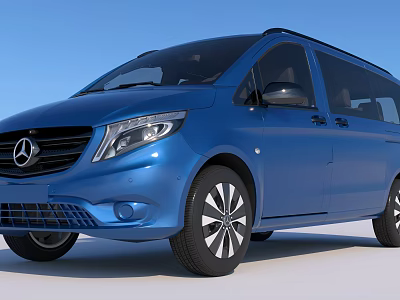 Sleek Blue Mercedes MPV With Modern Front Design And Alloy Wheels 3d model