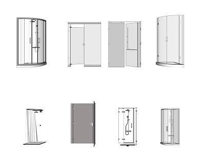 Shower Sauna Various Design Styles And Modern Structures With Glass Doors 3d model
