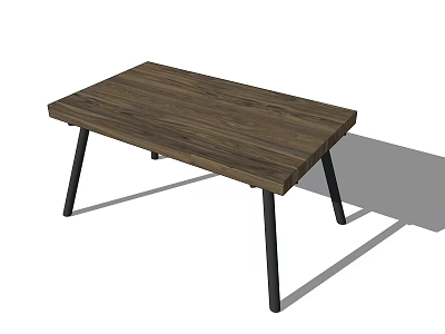 Modern Coffee Table With Wooden Tabletop And Black Metal Legs 3d model