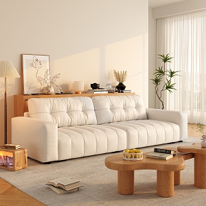 Modern double sofa coffee table combination 3d model