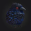 Vibrant Blue Bird With Fluffy Feathers Red Eyes On Black Background