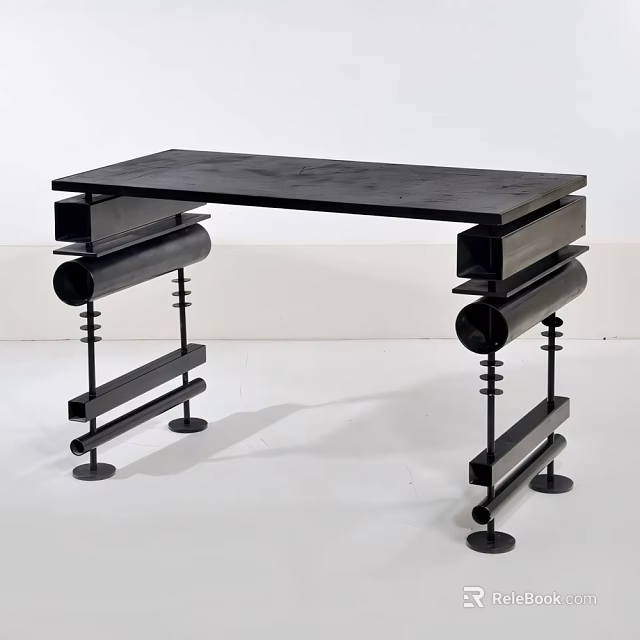 Black Modern Bar Counter With Unique Metal Frame And Sleek Design Structure 3d model 