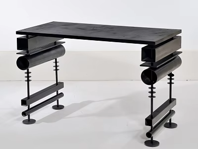 Black Modern Bar Counter With Unique Metal Frame And Sleek Design Structure 3d model